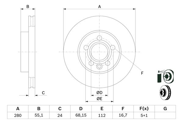 BOSCH 0986479B50 Féktárcsa