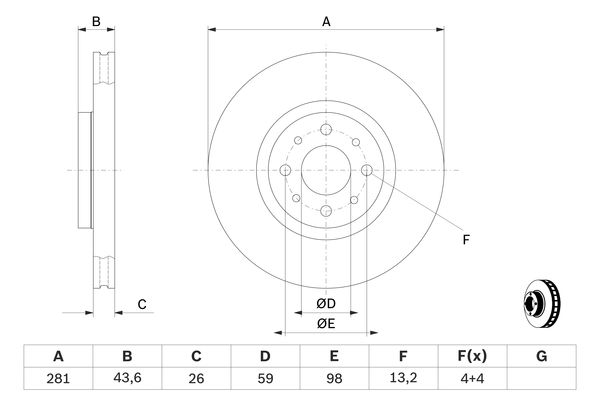 BOSCH BOS0986479B52 féktárcsa