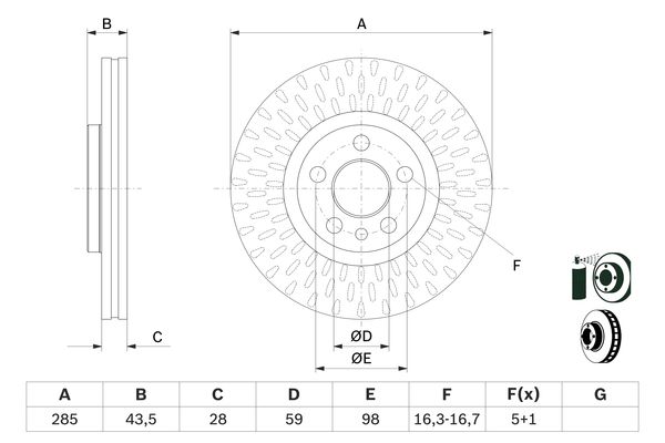 BOSCH 1000942482 0986479114 - Első féktárcsa