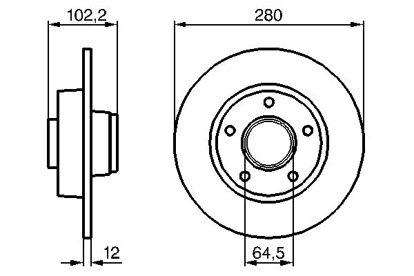 BOSCH 1001772580 0986479144 - Hátsó féktárcsa