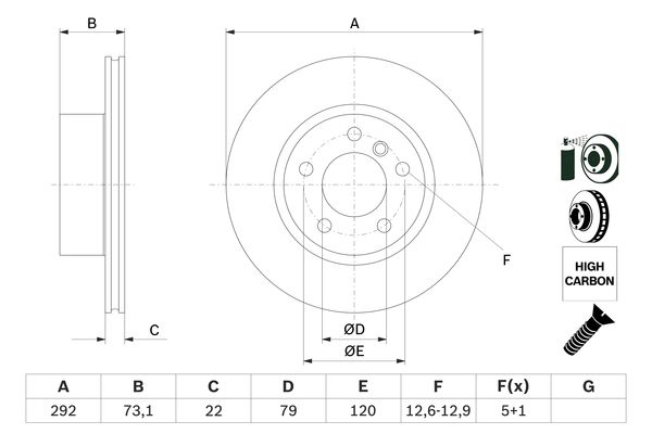 BOSCH BOS0986479214 féktárcsa