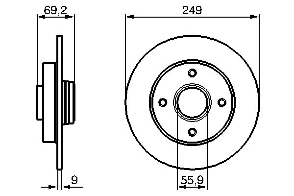 BOSCH 1001772904 0986479255 - Hátsó féktárcsa