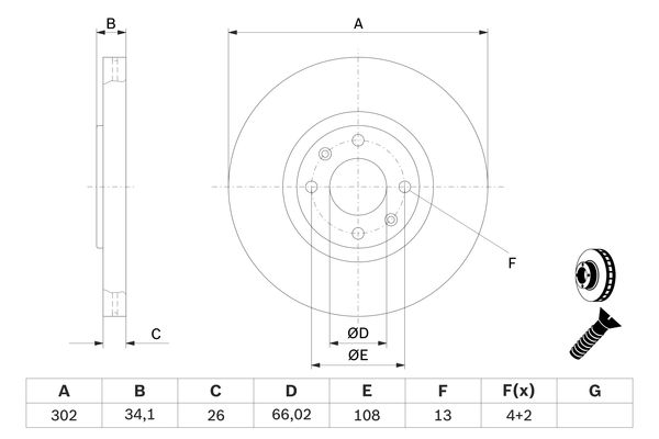 BOSCH 0986479288 Féktárcsa