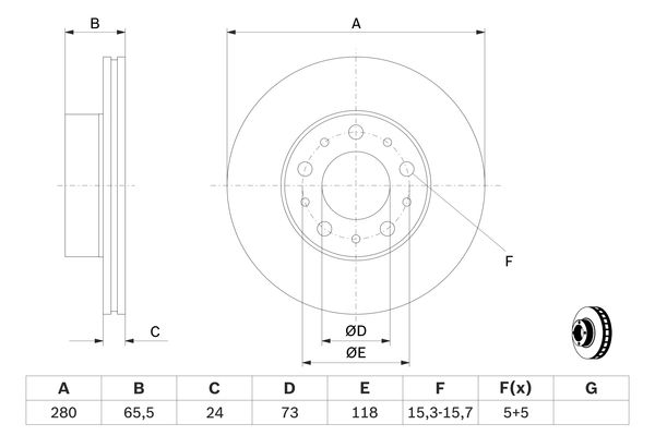 BOSCH 0986479297 Féktárcsa