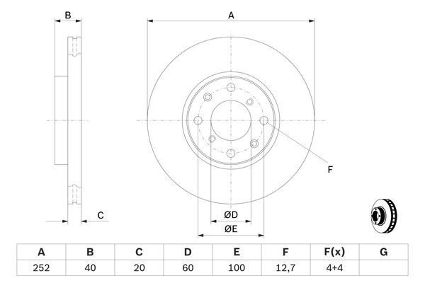 BOSCH BOS0986479B98 féktárcsa