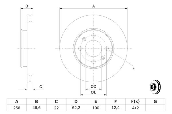 BOSCH 0986479367 Féktárcsa