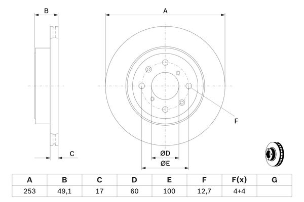 BOSCH 0986479370 Féktárcsa