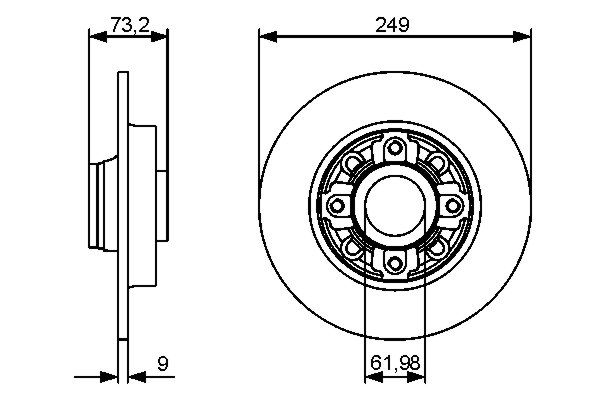 BOSCH 1001773532 0986479388 - Hátsó féktárcsa