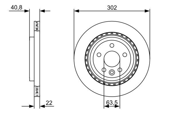 BOSCH 1001773537 0986479398 - Hátsó féktárcsa