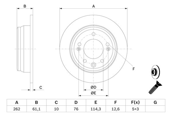 BOSCH 1003069192 0986479508 - Hátsó féktárcsa