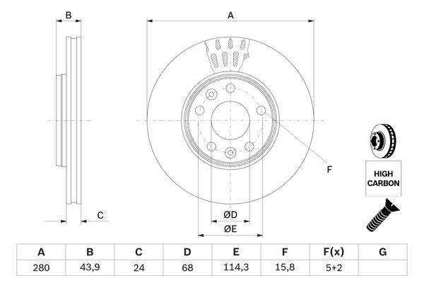 BOSCH 243 607 0 986 479 C62 - Féktárcsa