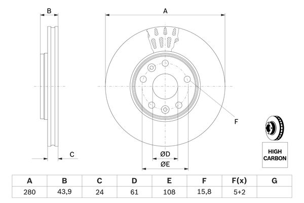 BOSCH 0986479555 Féktárcsa