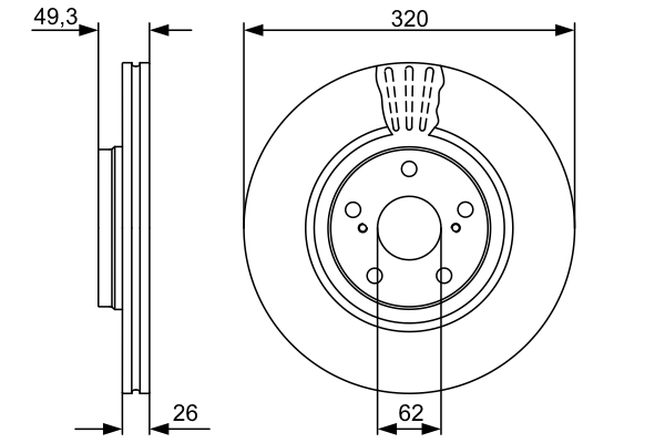 BOSCH 1001774241 0986479562 - Első féktárcsa