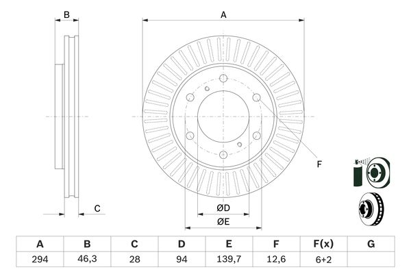 BOSCH 0986479704 Féktárcsa