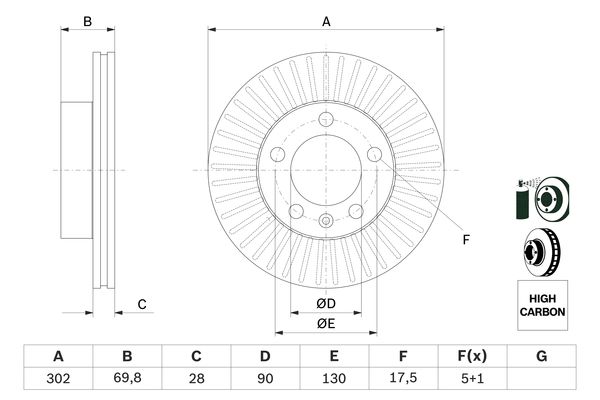 BOSCH 0986479716 Féktárcsa