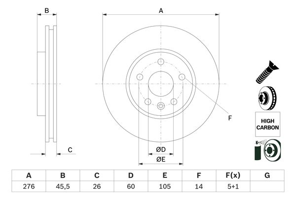 BOSCH 1001773562 0986479D92 - Első féktárcsa