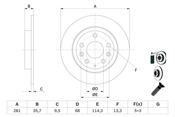 BOSCH 1009506961 0986479E55 - Hátsó féktárcsa