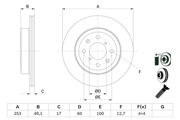 BOSCH 0986479E75 Féktárcsa