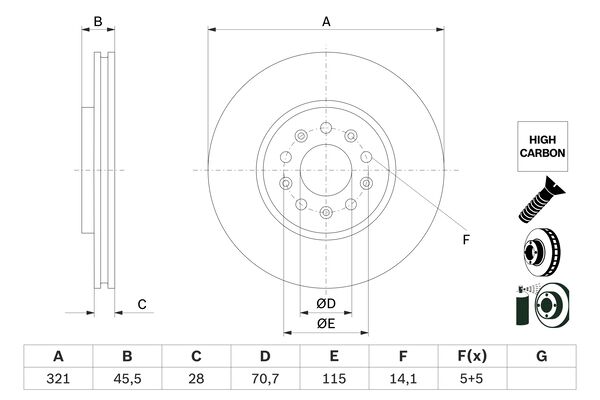 BOSCH BOS0986479F03 féktárcsa