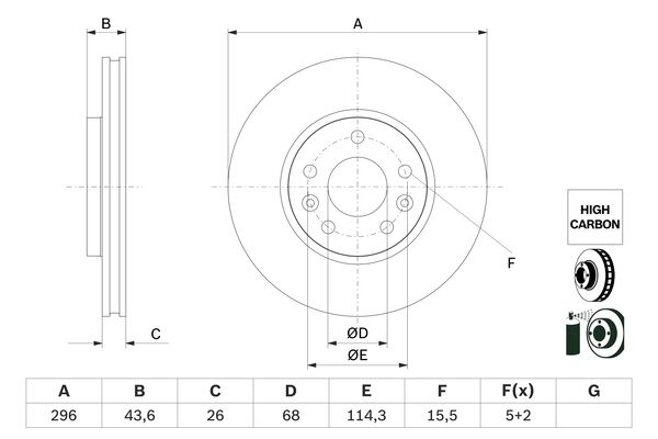 BOSCH 0986479F05 féktárcsa