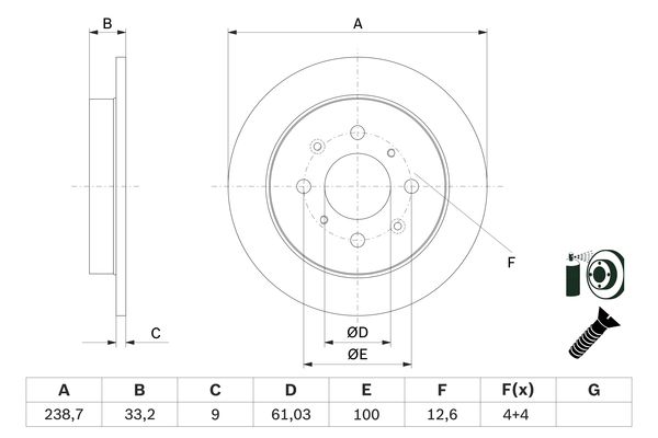 BOSCH 0986479F34 féktárcsa