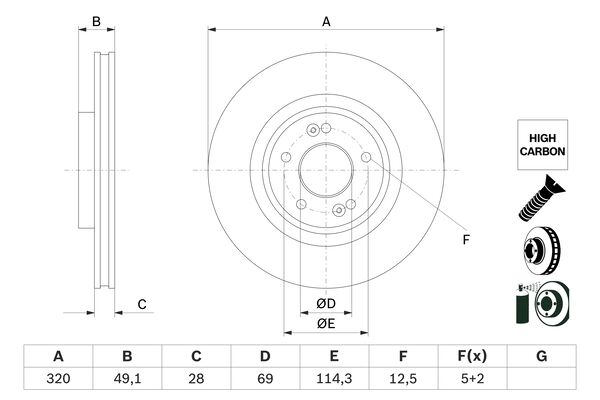 BOSCH 1009506935 0986479F35 - Első féktárcsa