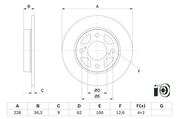 BOSCH BOS0986479F38 féktárcsa