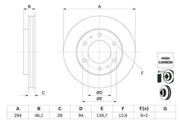 BOSCH 0986479F45 Féktárcsa