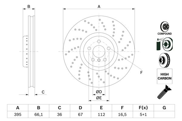 BOSCH BOS0986479F55 féktárcsa