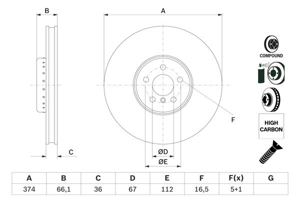 BOSCH 0986479F60 Féktárcsa