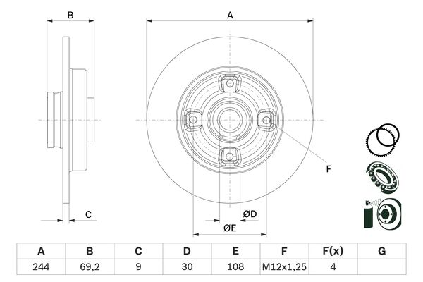 BOSCH BOS0986479F74 féktárcsa