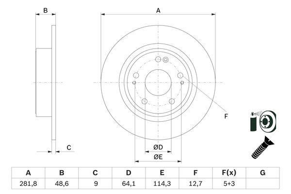 BOSCH 0986479F76 Féktárcsa