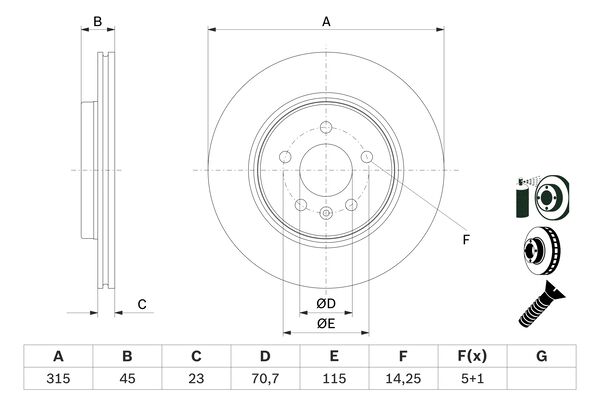 BOSCH BOS0986479F85 féktárcsa