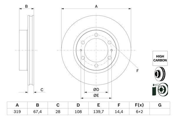 BOSCH BOS0986479G19 féktárcsa