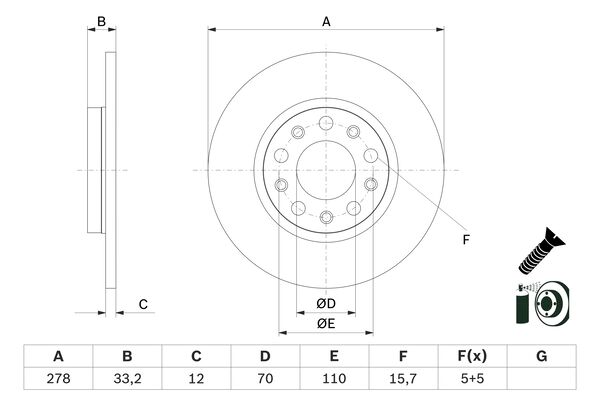 BOSCH 0986479G21 féktárcsa