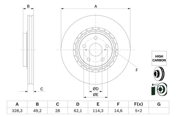 BOSCH 0986479G63 féktárcsa