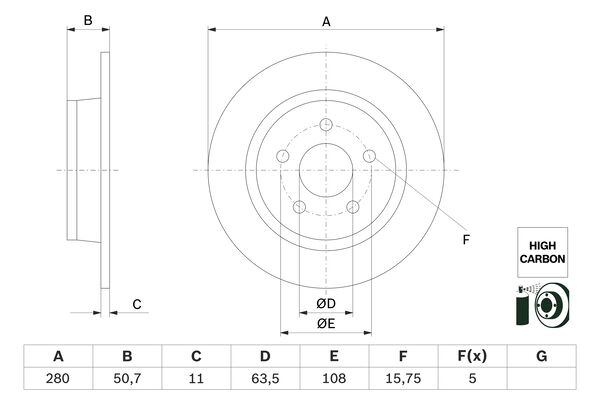 BOSCH 0986479G71 féktárcsa