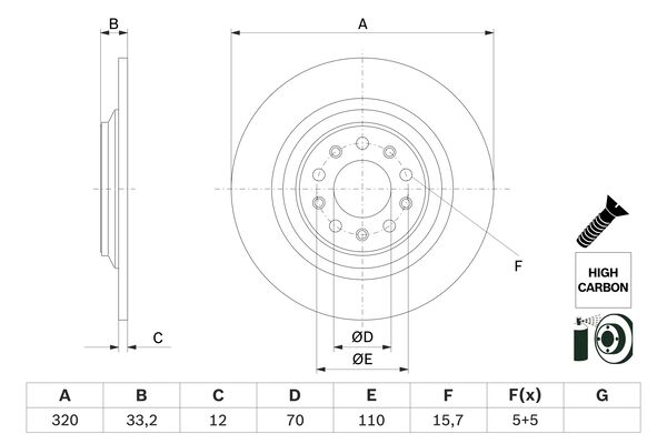 BOSCH 0986479G74 féktárcsa