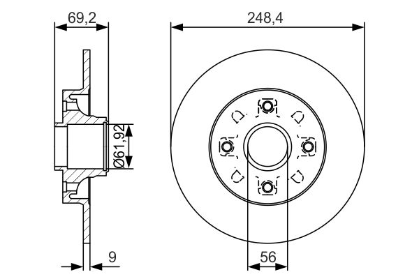 BOSCH 0986479S43 Féktárcsa