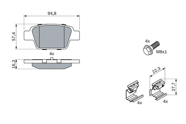 BOSCH 215 039 0 986 494 030 - Fékbetét készlet, tárcsafék