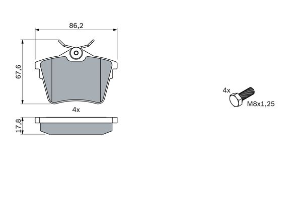 BOSCH 228 232 0 986 494 095 - Fékbetét készlet, tárcsafék