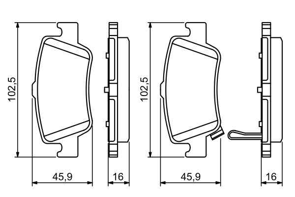 BOSCH 1002777061 0986494182 - HÁTSÓ FÉKBETÉT KÉSZLET