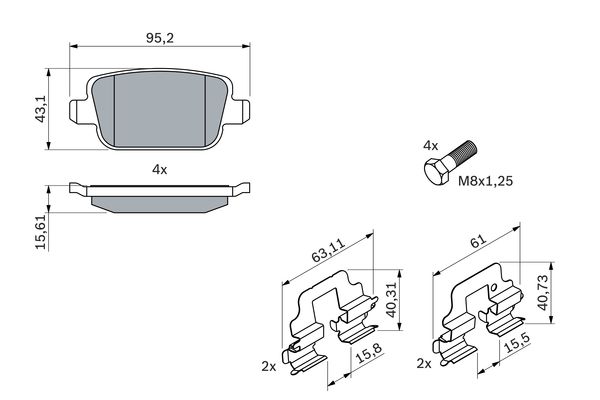 BOSCH 0986494214 Fékbetét készlet, tárcsafék