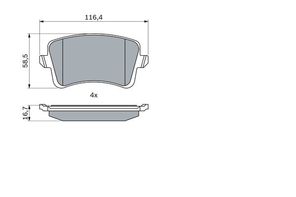 BOSCH 1002771282 0986494254 - HÁTSÓ FÉKBETÉT KÉSZLET