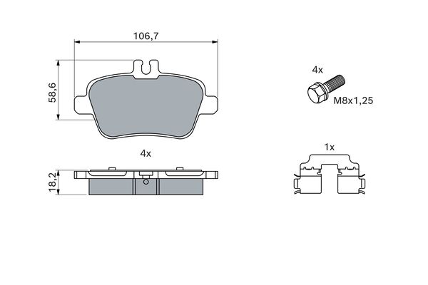 BOSCH 1001771968 0986494664 - HÁTSÓ FÉKBETÉT KÉSZLET