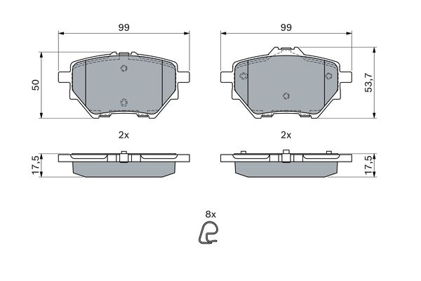 BOSCH 1001772142 0986494716 - HÁTSÓ FÉKBETÉT KÉSZLET