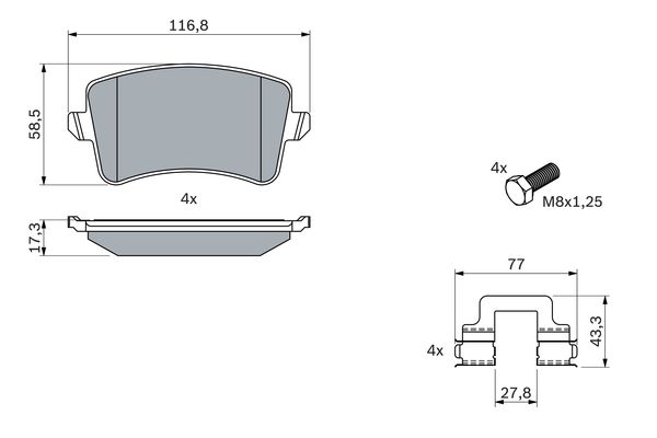 BOSCH BOS0986494733 fékbetét készlet, tárcsafék