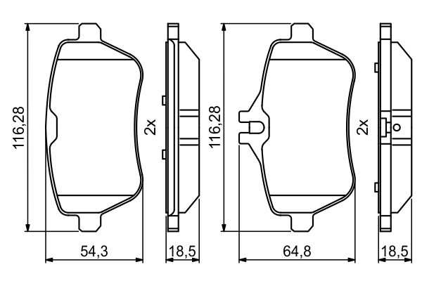 BOSCH 1001772298 0986494790 - HÁTSÓ FÉKBETÉT KÉSZLET