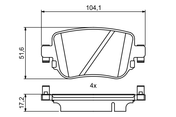 BOSCH 1001772303 0986494797 - HÁTSÓ FÉKBETÉT KÉSZLET