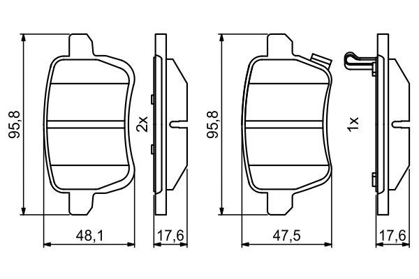 BOSCH 1001772306 0986494802 - HÁTSÓ FÉKBETÉT KÉSZLET